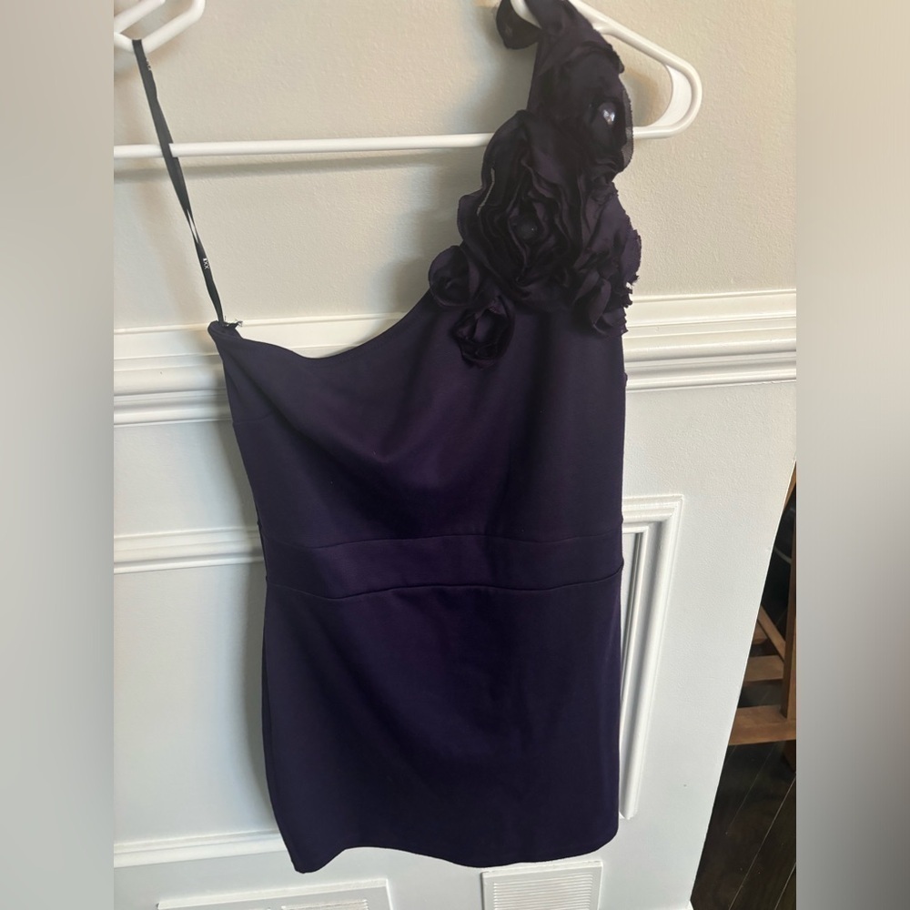 Forever 21 Purple Flower One Shoulder Dress| M - Picture 3 of 6